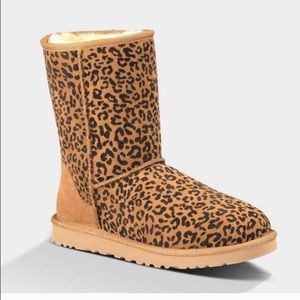 UGG Leopard Print Rosette Chestnut Short Boots